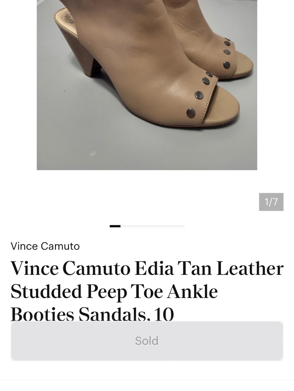 Vince Camuto Edia Tan Leather Studded Peep Toe Ankle Booties Sandals, 10